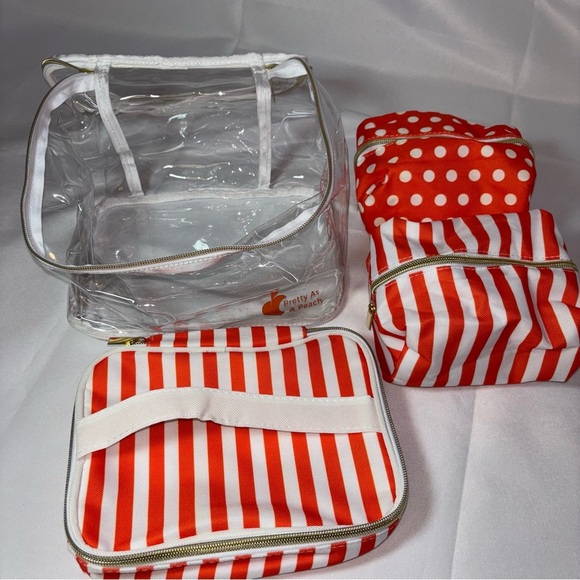 2/$30 Pretty As A Peach 4-in-1 Train Case Travel Toiletry Cosmetic Case Pouches - Picture 4 of 8